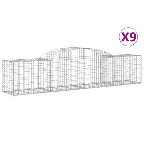 Paniers à gabions arqués 9 pcs 300x50x60/80 cm fer galvanisé - Photo n°2; ?>