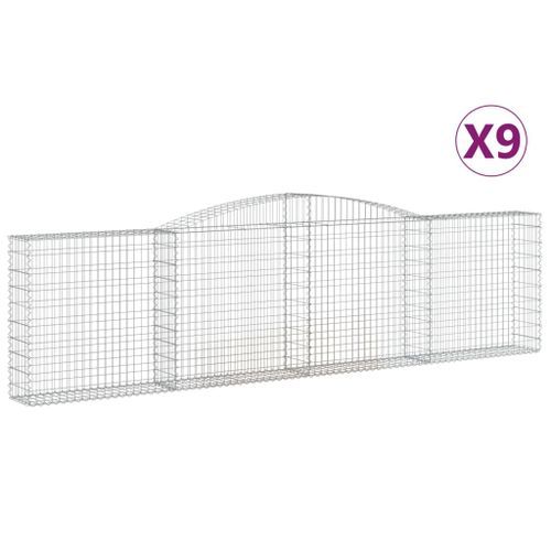 Paniers à gabions arqués 9 pcs 400x30x100/120 cm Fer galvanisé - Photo n°2; ?>