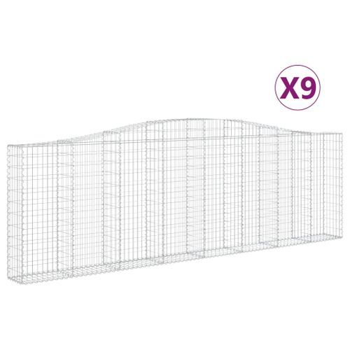 Paniers à gabions arqués 9 pcs 400x30x120/140 cm Fer galvanisé - Photo n°2; ?>