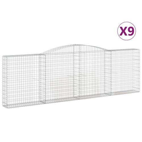 Paniers à gabions arqués 9 pcs 400x30x120/140 cm Fer galvanisé - Photo n°2; ?>