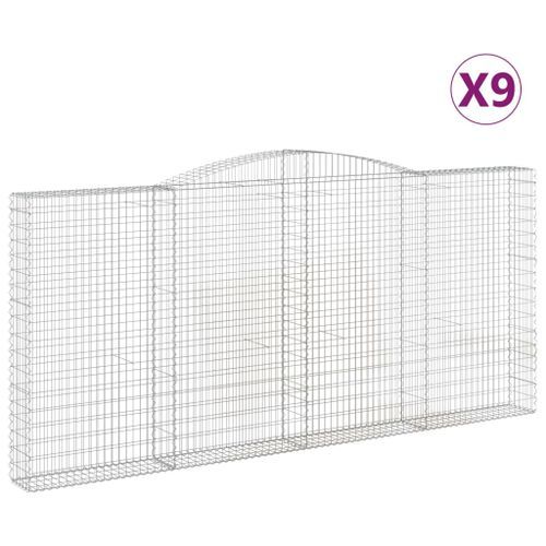 Paniers à gabions arqués 9 pcs 400x30x180/200 cm Fer galvanisé - Photo n°2; ?>