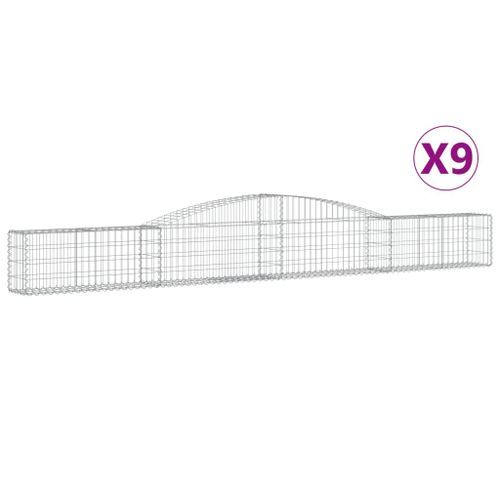 Paniers à gabions arqués 9 pcs 400x30x40/60 cm Fer galvanisé - Photo n°2; ?>