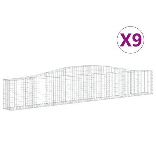 Paniers à gabions arqués 9 pcs 400x30x60/80 cm Fer galvanisé - Photo n°2; ?>