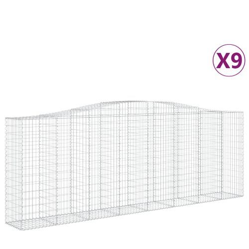 Paniers à gabions arqués 9 pcs 400x50x140/160 cm Fer galvanisé - Photo n°2; ?>