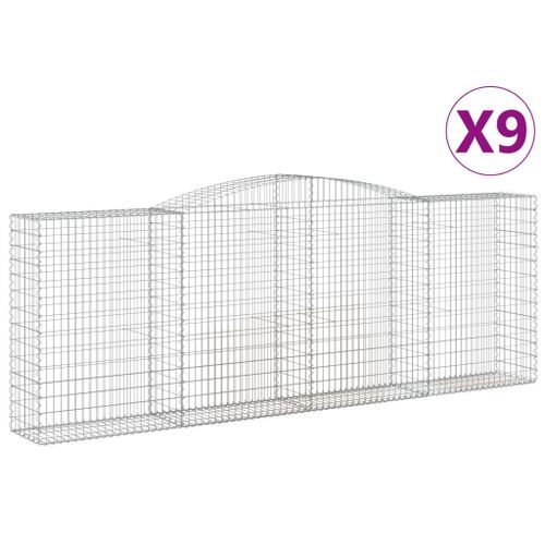 Paniers à gabions arqués 9 pcs 400x50x140/160 cm Fer galvanisé - Photo n°2; ?>