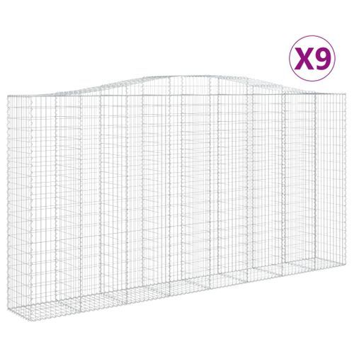 Paniers à gabions arqués 9 pcs 400x50x200/220 cm Fer galvanisé - Photo n°2; ?>