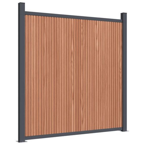 Panneau de clôture avec 2 poteaux marron 180x186 cm WPC - Photo n°2; ?>
