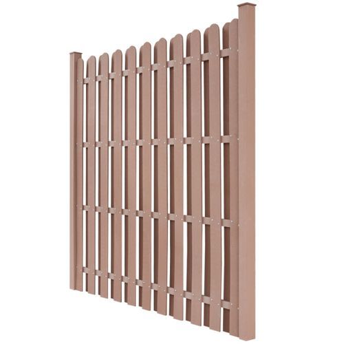 Panneau de clôture avec 2 poteaux WPC 180x180 cm Marron 3 - Photo n°2; ?>