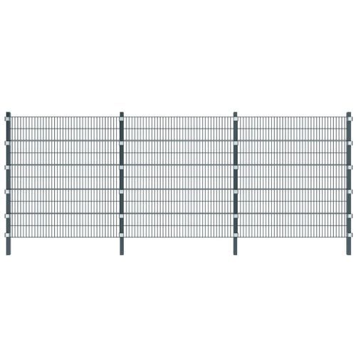 Panneau de clôture avec poteaux 6 x 2 m Gris anthracite - Photo n°2; ?>