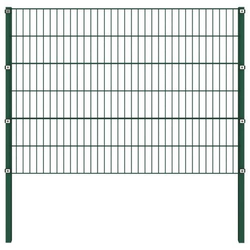 Panneau de clôture avec poteaux Fer 10,2 x 1,2 m Vert - Photo n°2; ?>