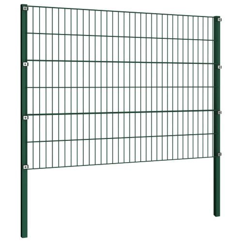 Panneau de clôture avec poteaux Fer 10,2 x 1,2 m Vert - Photo n°3; ?>