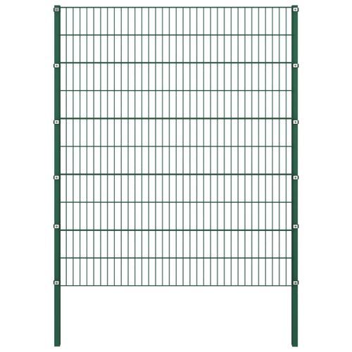 Panneau de clôture avec poteaux Fer 13,6 x 2 m Vert - Photo n°2; ?>