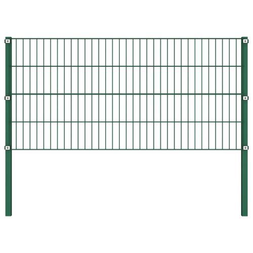 Panneau de clôture avec poteaux Fer 17 x 0,8 m Vert - Photo n°2; ?>