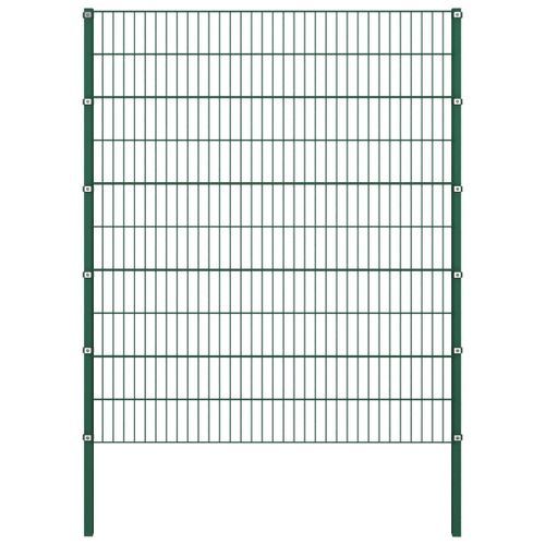 Panneau de clôture avec poteaux Fer 3,4 x 2 m Vert - Photo n°2; ?>