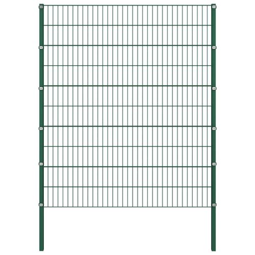 Panneau de clôture avec poteaux Fer 6,8 x 2 m Vert - Photo n°2; ?>