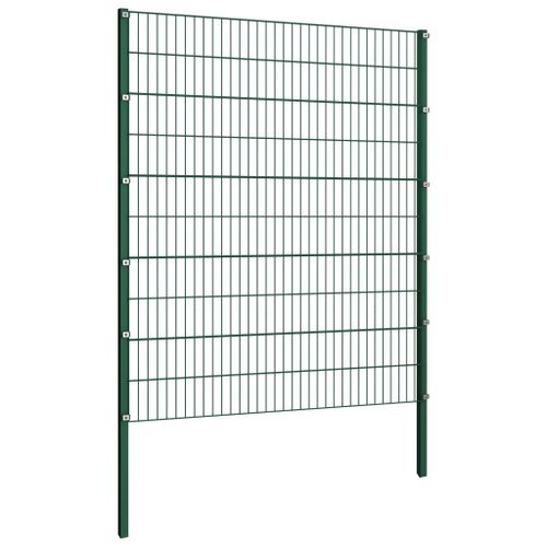 Panneau de clôture avec poteaux Fer 6,8 x 2 m Vert - Photo n°3; ?>