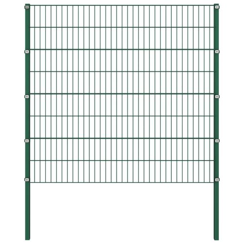 Panneau de clôture avec poteaux Fer 8,5 x 1,6 m Vert - Photo n°2; ?>