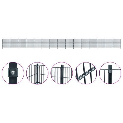 Panneaux de clôture 5 pcs Fer 6x2 m 30 m total Gris anthracite - Photo n°3; ?>