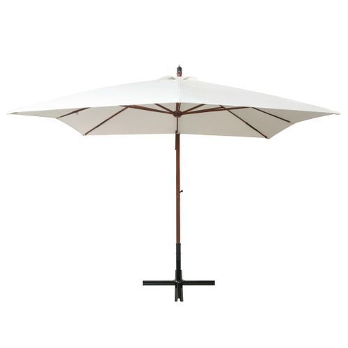 Parasol 300 x 300 cm Poteau en bois Blanc - Photo n°3; ?>