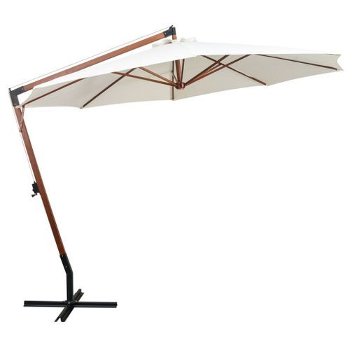 Parasol 350 cm Poteau de bois Blanc - Photo n°3; ?>