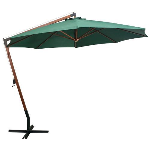 Parasol 350 cm Poteau en bois Vert - Photo n°3; ?>