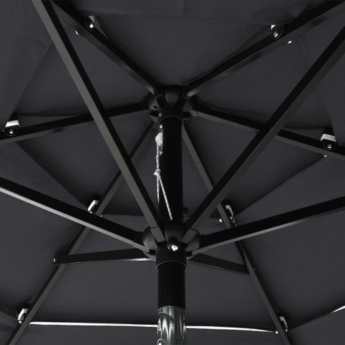 Parasol à 3 niveaux avec mât en aluminium Anthracite 2 m - Photo n°2; ?>