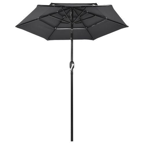 Parasol à 3 niveaux avec mât en aluminium Anthracite 2 m - Photo n°3; ?>