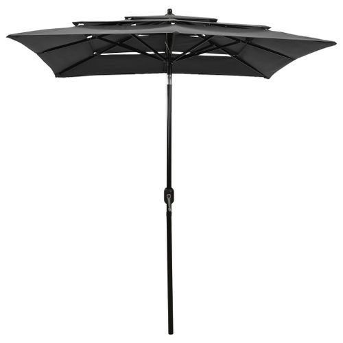 Parasol à 3 niveaux avec mât en aluminium Anthracite 2x2 m - Photo n°2; ?>