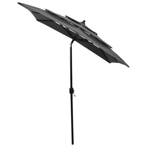 Parasol à 3 niveaux avec mât en aluminium Anthracite 2x2 m - Photo n°3; ?>