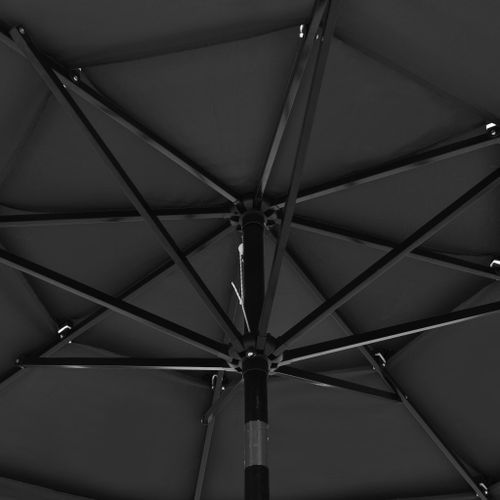 Parasol à 3 niveaux avec mât en aluminium Anthracite 3 m - Photo n°2; ?>