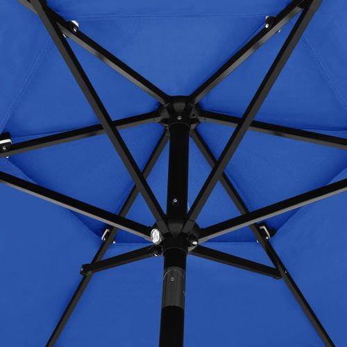 Parasol à 3 niveaux avec mât en aluminium Bleu azuré 2,5 m - Photo n°2; ?>