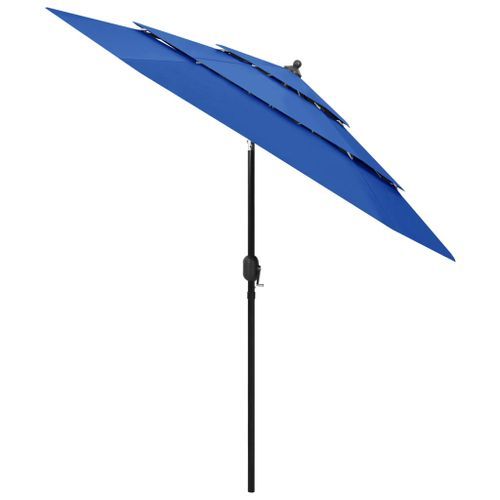 Parasol à 3 niveaux avec mât en aluminium Bleu azuré 2,5 m - Photo n°3; ?>