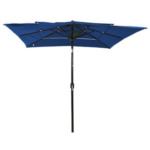 Parasol à 3 niveaux avec mât en aluminium Bleu azuré 2,5x2,5 m - Photo n°3; ?>