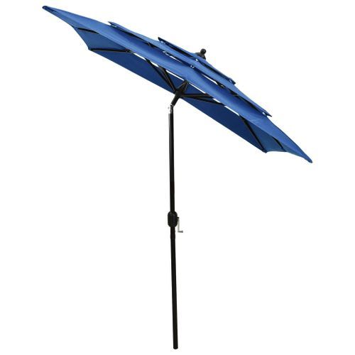 Parasol à 3 niveaux avec mât en aluminium Bleu azuré 2x2 m - Photo n°3; ?>