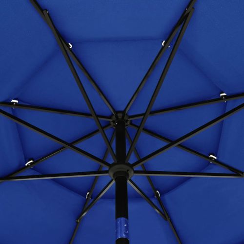 Parasol à 3 niveaux avec mât en aluminium Bleu azuré 3,5 m - Photo n°2; ?>