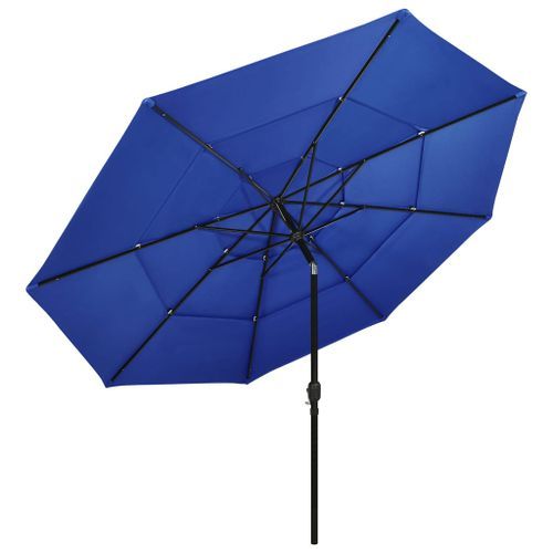 Parasol à 3 niveaux avec mât en aluminium Bleu azuré 3,5 m - Photo n°3; ?>