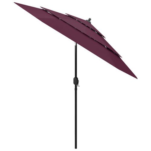 Parasol à 3 niveaux avec mât en aluminium Bordeaux 2,5 m - Photo n°3; ?>