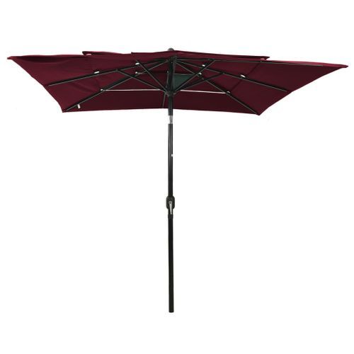 Parasol à 3 niveaux avec mât en aluminium Bordeaux 2,5x2,5 m - Photo n°3; ?>