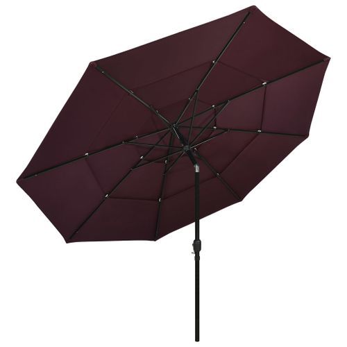 Parasol à 3 niveaux avec mât en aluminium Bordeaux 3,5 m - Photo n°3; ?>