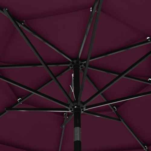 Parasol à 3 niveaux avec mât en aluminium Bordeaux 3 m - Photo n°2; ?>