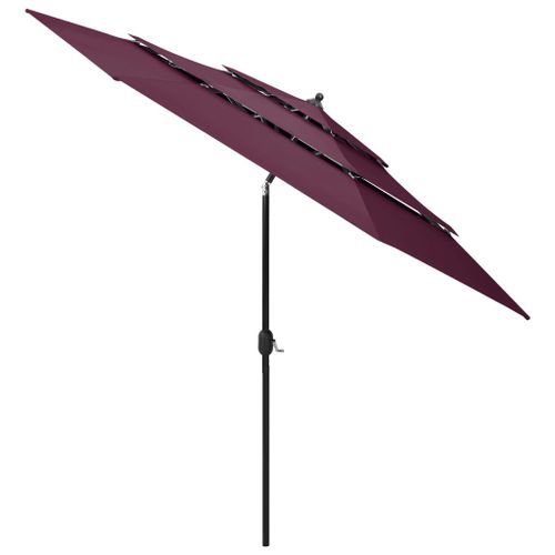 Parasol à 3 niveaux avec mât en aluminium Bordeaux 3 m - Photo n°3; ?>