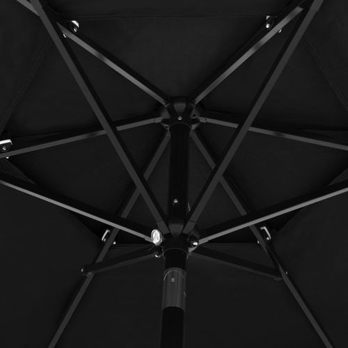 Parasol à 3 niveaux avec mât en aluminium Noir 2,5 m - Photo n°2; ?>