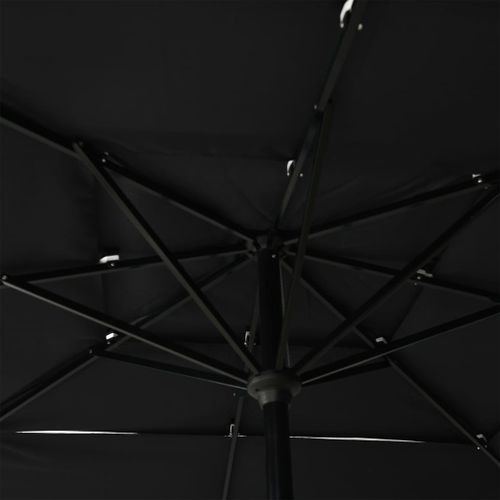 Parasol à 3 niveaux avec mât en aluminium Noir 2,5x2,5 m - Photo n°2; ?>