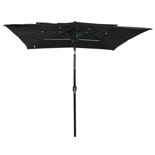 Parasol à 3 niveaux avec mât en aluminium Noir 2,5x2,5 m - Photo n°3; ?>