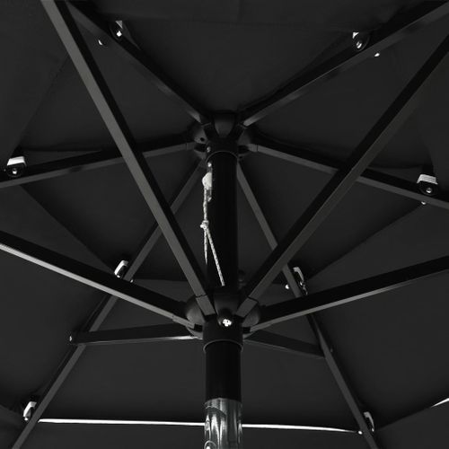 Parasol à 3 niveaux avec mât en aluminium Noir 2 m - Photo n°2; ?>