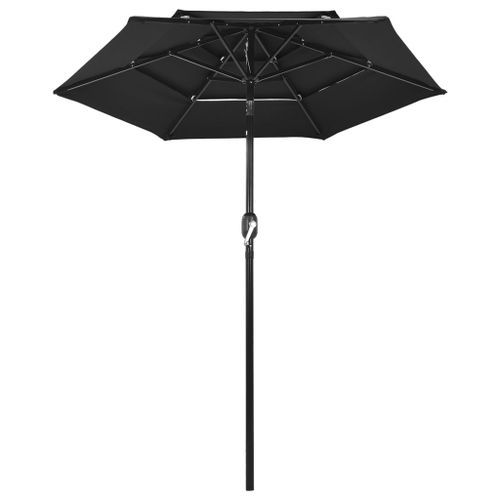 Parasol à 3 niveaux avec mât en aluminium Noir 2 m - Photo n°3; ?>