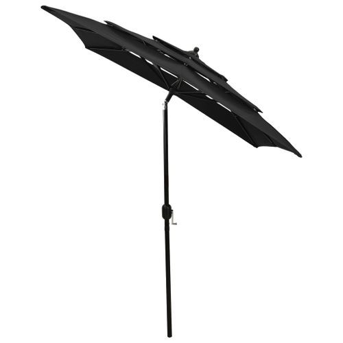 Parasol à 3 niveaux avec mât en aluminium Noir 2x2 m - Photo n°3; ?>