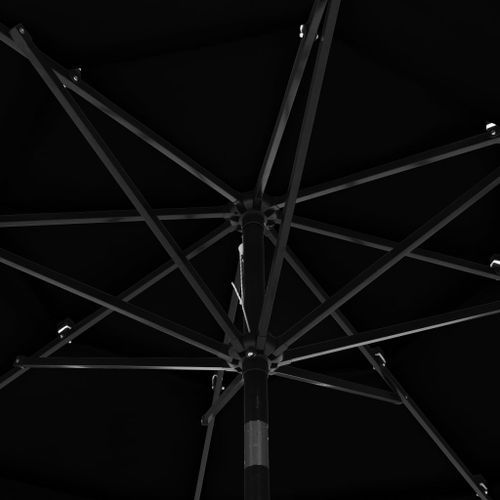 Parasol à 3 niveaux avec mât en aluminium Noir 3 m - Photo n°2; ?>