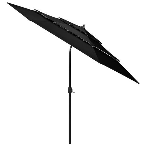 Parasol à 3 niveaux avec mât en aluminium Noir 3 m - Photo n°3; ?>