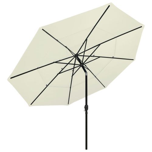 Parasol à 3 niveaux avec mât en aluminium Sable 3,5 m - Photo n°3; ?>